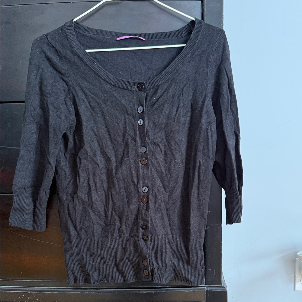 Smart Set Black Button-Front Knit Cardigan